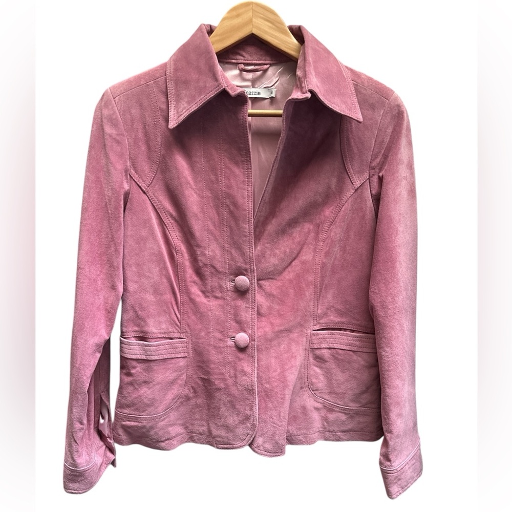 Vintage Snazzie Pink Suede Leather Western Button Front Jacket size S